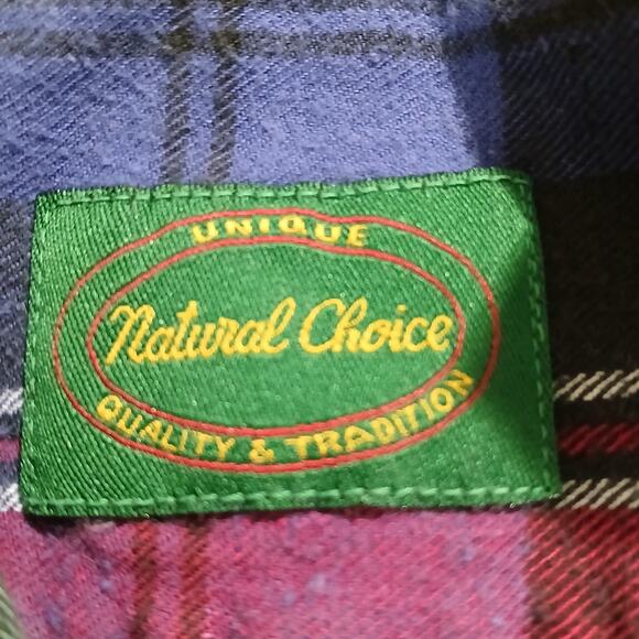VTG Natural Choice Men's Flannel Shirt 2XL100% Cotton Red/Green/Blue Button-Down - Picture 2 of 12